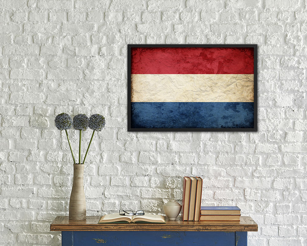 Netherlands Country Vintage Flag Wood Framed Print Wall Art Decor Gifts