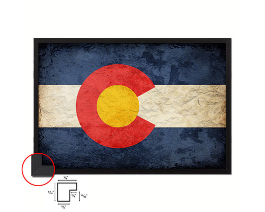 Colorado State Vintage Flag Wood Framed Paper Print Wall Art Decor Gifts