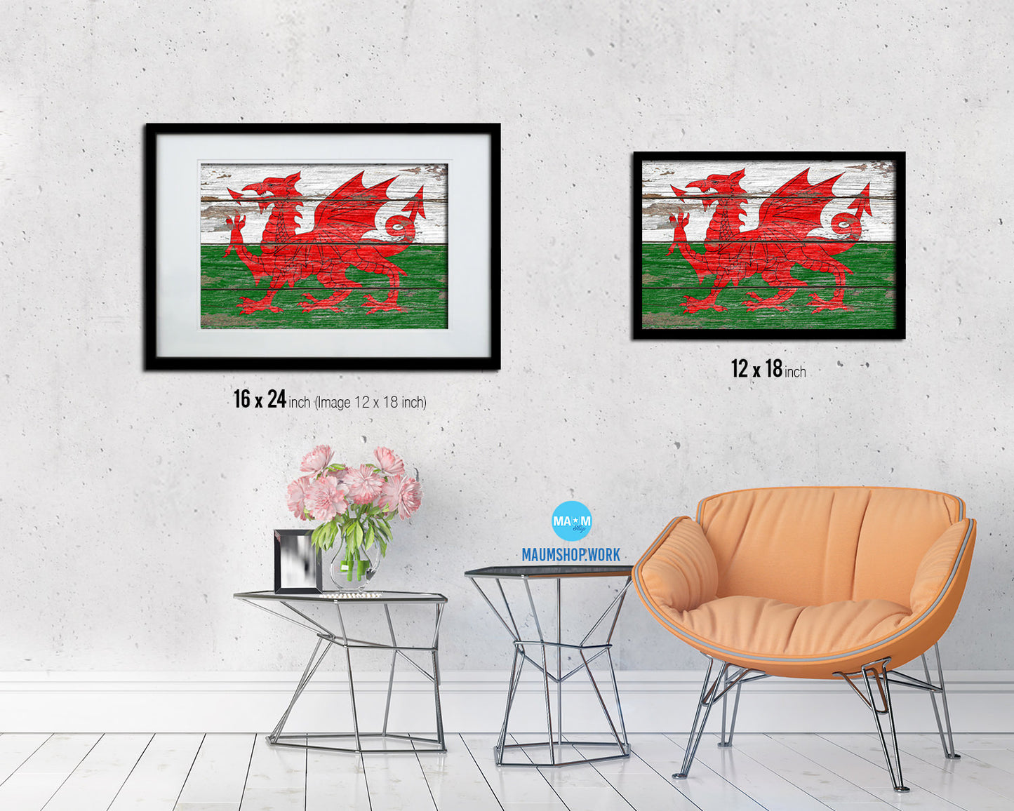 Wales Country Wood Rustic National Flag Wood Framed Print Wall Art Decor Gifts