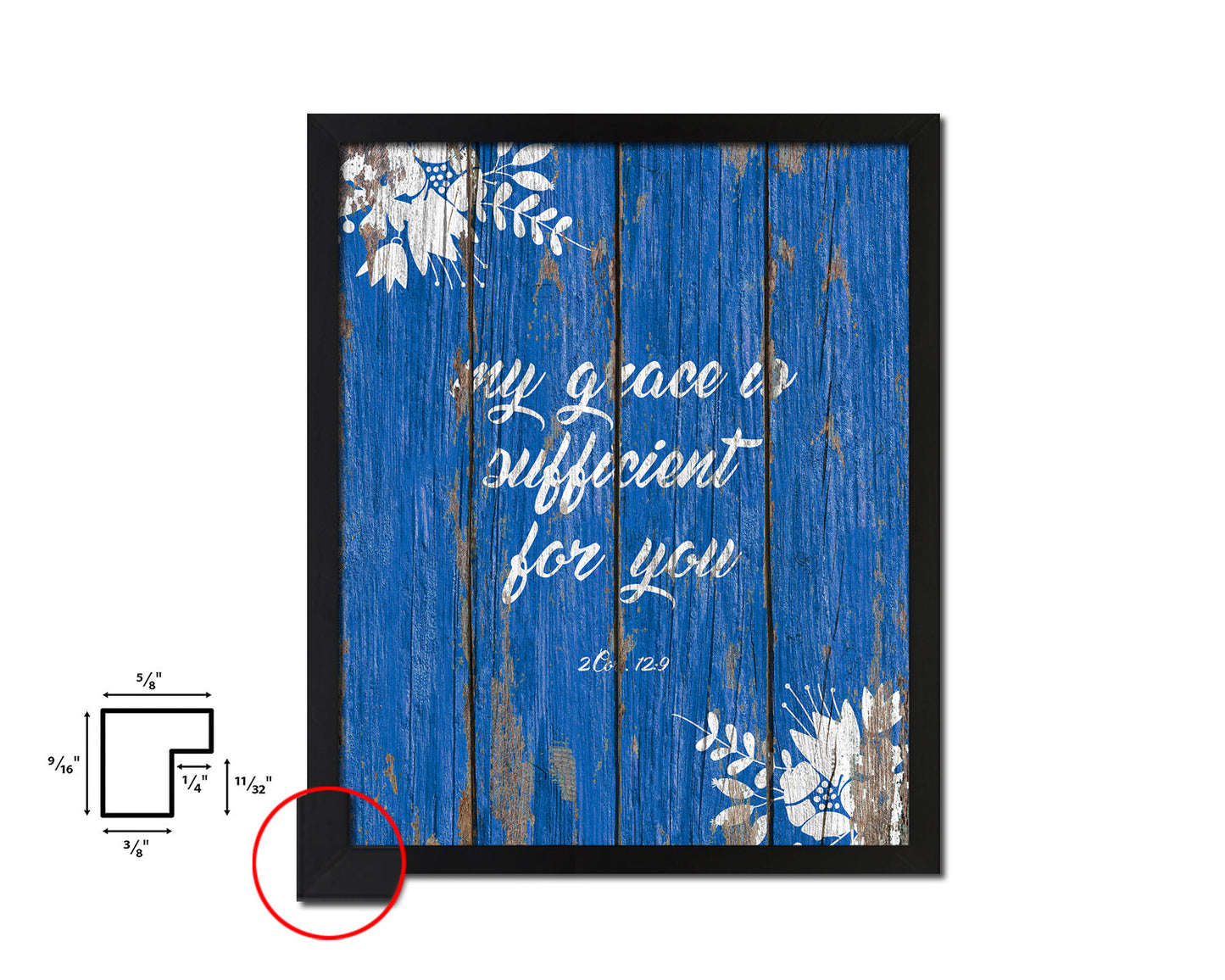 My grace is sufficient for you, 2 Corinthians 12:9 Quote Framed Print Home Decor Wall Art Gifts