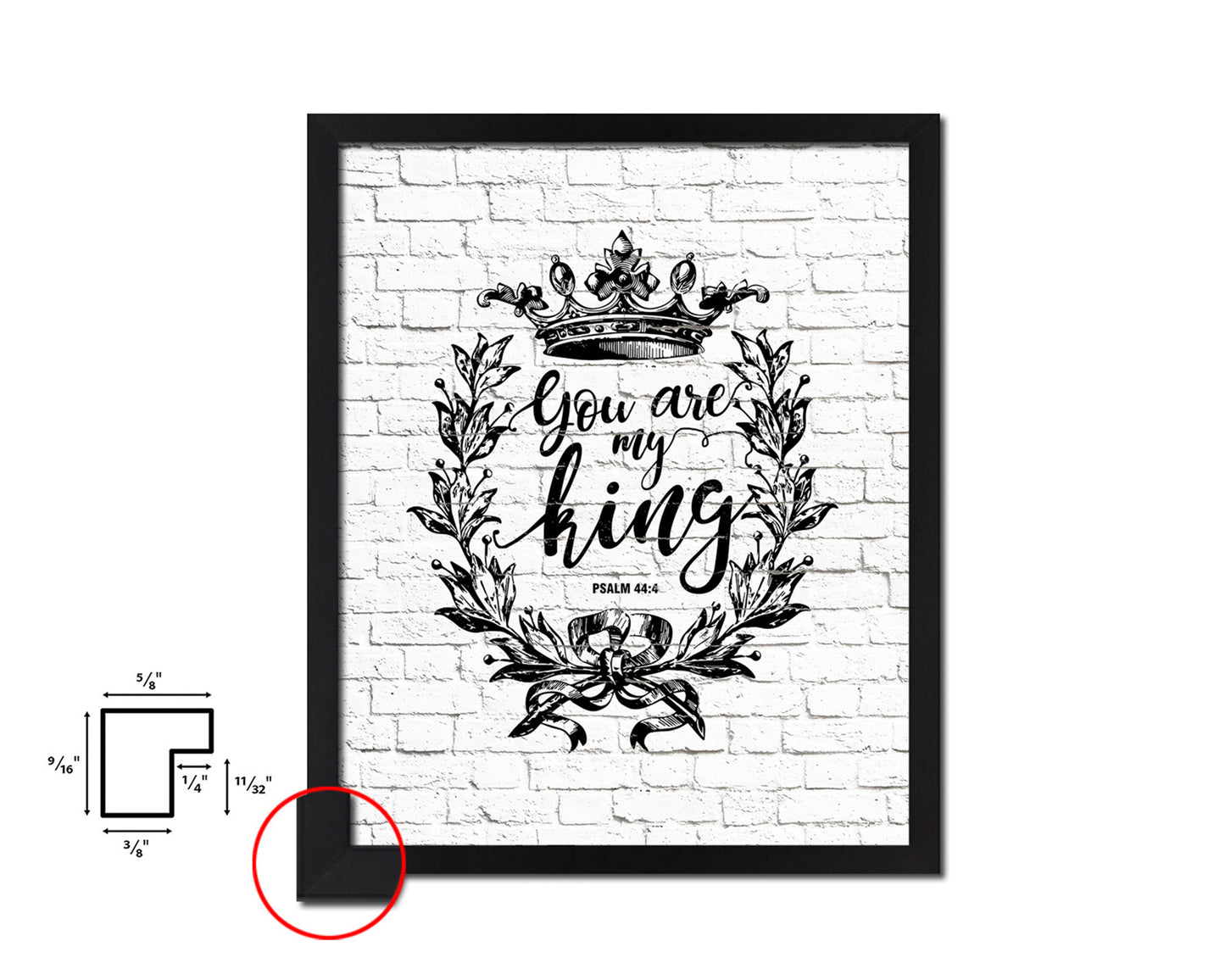 You are my king, Psalm 44:4 Quote Framed Print Home Decor Wall Art Gifts