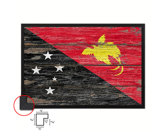 Papua New Guinea Country Wood Rustic National Flag Wood Framed Print Wall Art Decor Gifts