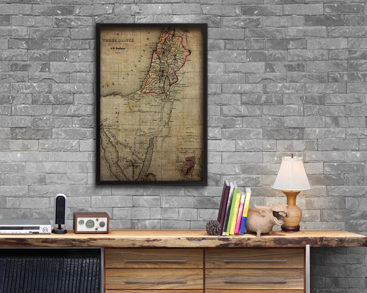 Holy Land Palestine Israel Historical Map Wood Framed Print Art Wall Decor Gifts