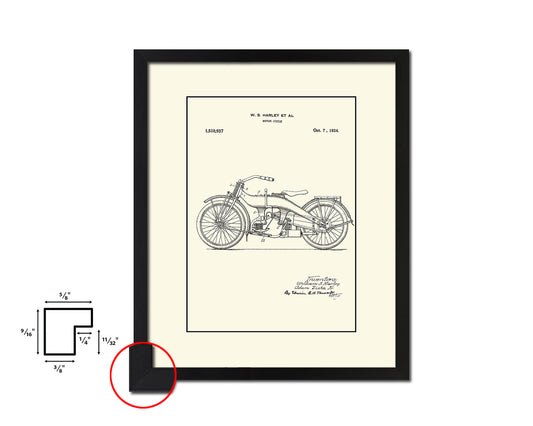 Vehicle Motocycle Vintage Patent Artwork Black Frame Print Gifts