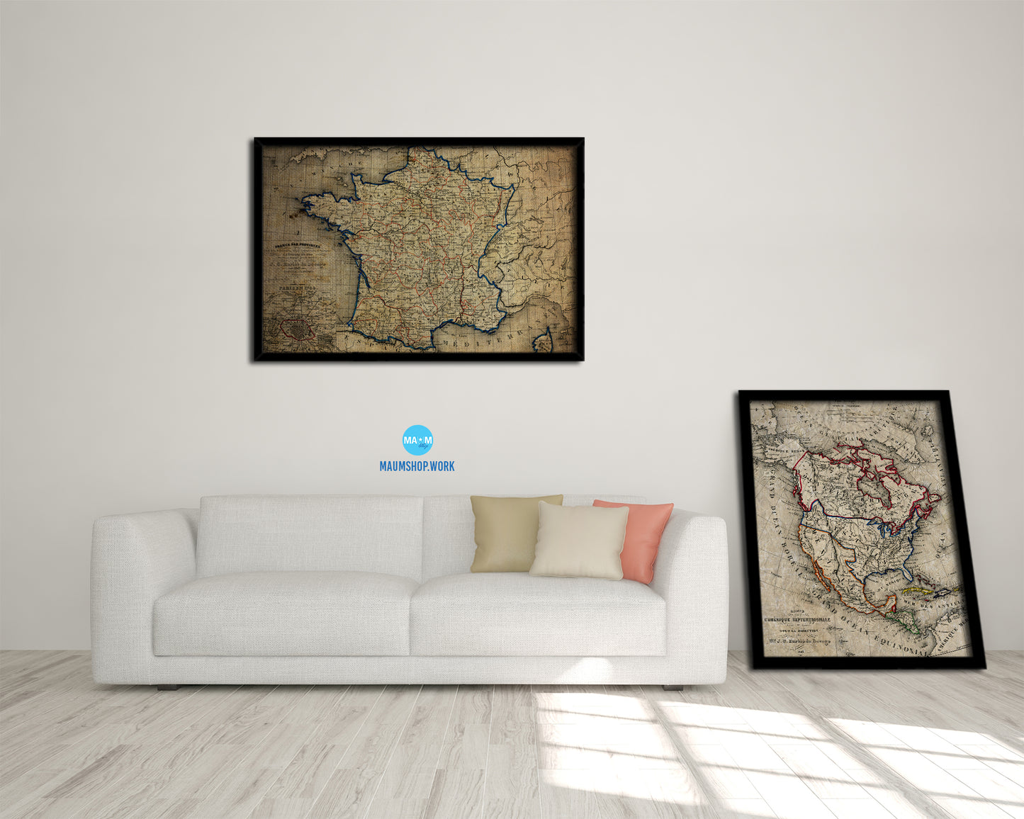 France 1789 Vintage Map Framed Print Art Wall Decor Gifts