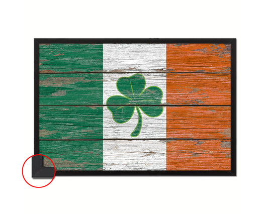 Ireland Saint Patrick Wood Rustic Flag Wood Framed Print Wall Art Decor Gifts