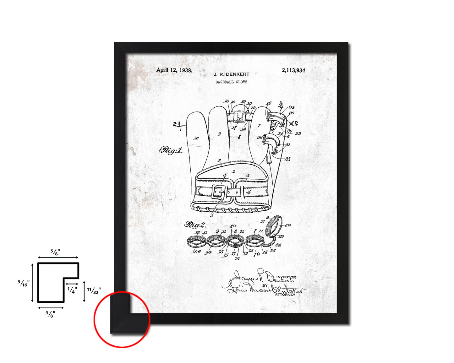 Baseball Glove Sports Vintage Patent Artwork Black Frame Print Gifts