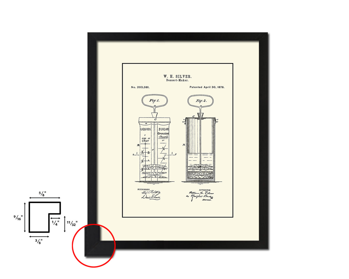 Dessert Maker Kitchen Vintage Patent Artwork Black Frame Print Wall Art Decor Gifts