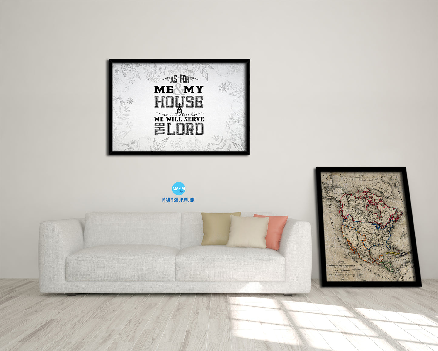 As for me & my house, we will serve the Lord, Joshua 24:15 Bible Verse Scripture Framed Print Art