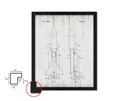 Space Shuttle NASA Vintage Patent Artwork Black Frame Print Gifts