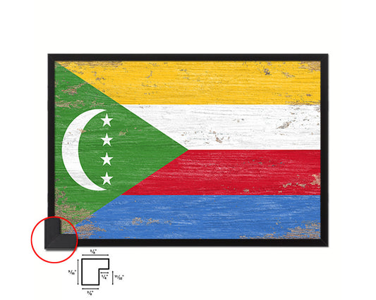 Comoros Shabby Chic Country Flag Wood Framed Print Wall Art Decor Gifts