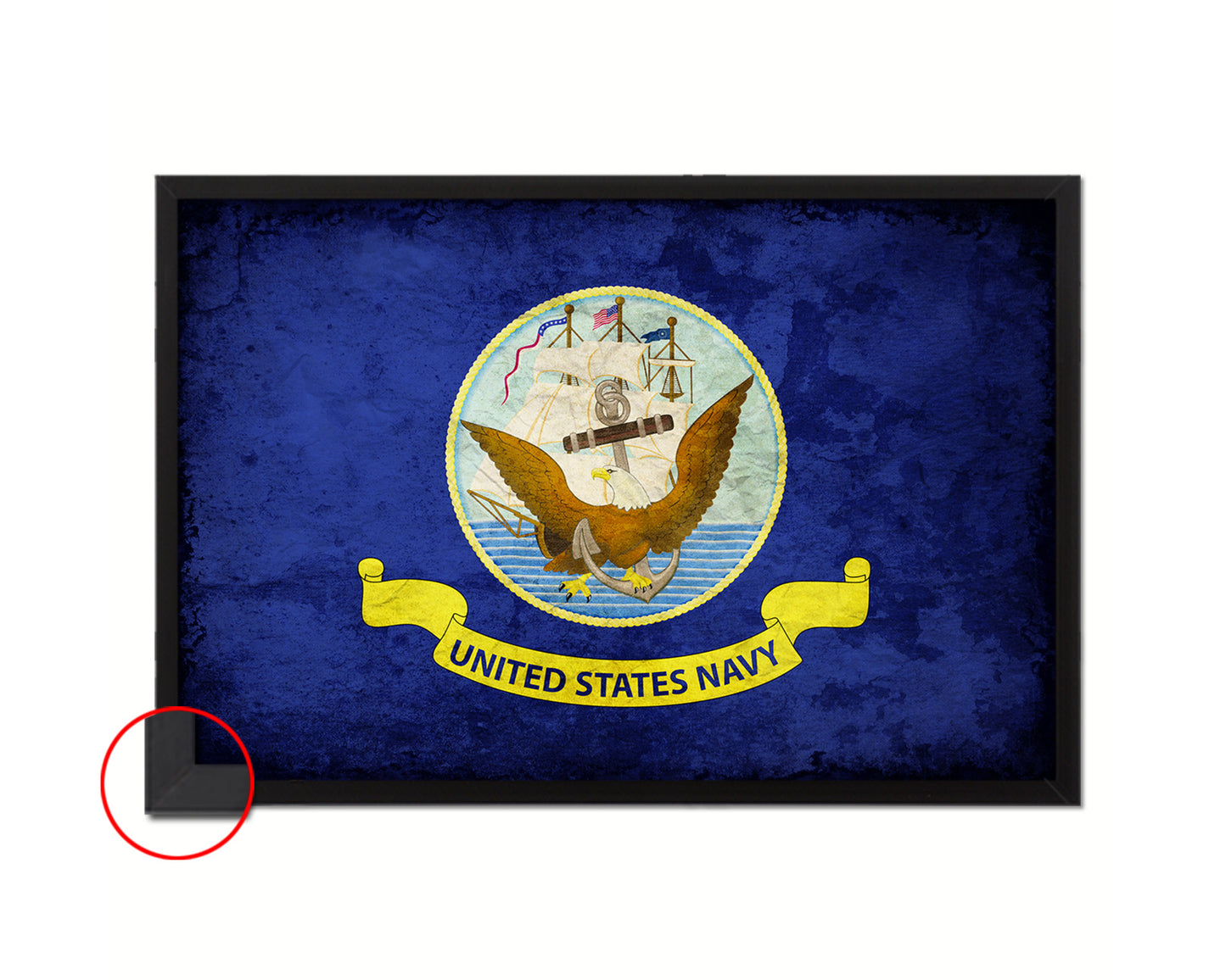 US Navy Vintage Military Flag Framed Print Sign Decor Wall Art Gifts