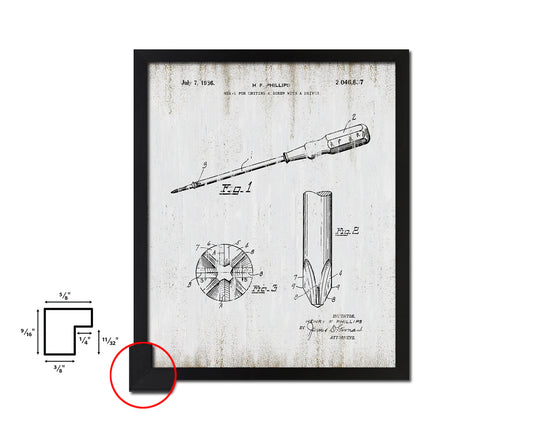 Screwdriver Tools Vintage Patent Artwork Black Frame Print Gifts