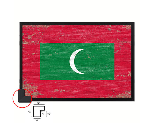 Maldives Shabby Chic Country Flag Wood Framed Print Wall Art Decor Gifts