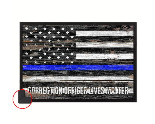 Thin Blue Line Honoring Law Enforcement, To protect & to serve, Correction officer lives matter Wood Rustic Flag Art