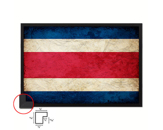 Costa Rica Country Vintage Flag Wood Framed Print Wall Art Decor Gifts