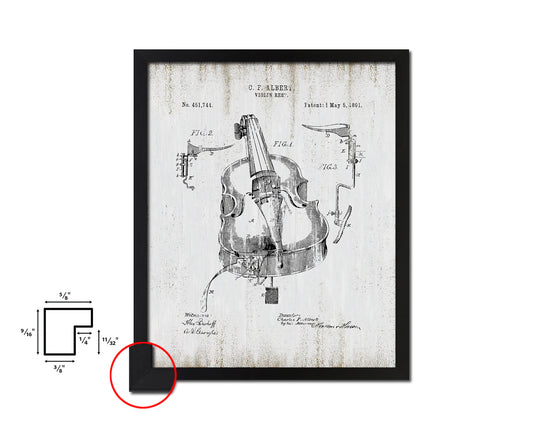 Violin Rest Music Vintage Patent Artwork Black Frame Print Wall Art Decor Gifts