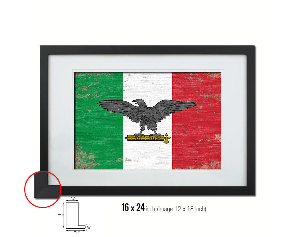 Italy War Eagle Italian Military Shabby Chic Military Flag Framed Print Decor Wall Art Gifts