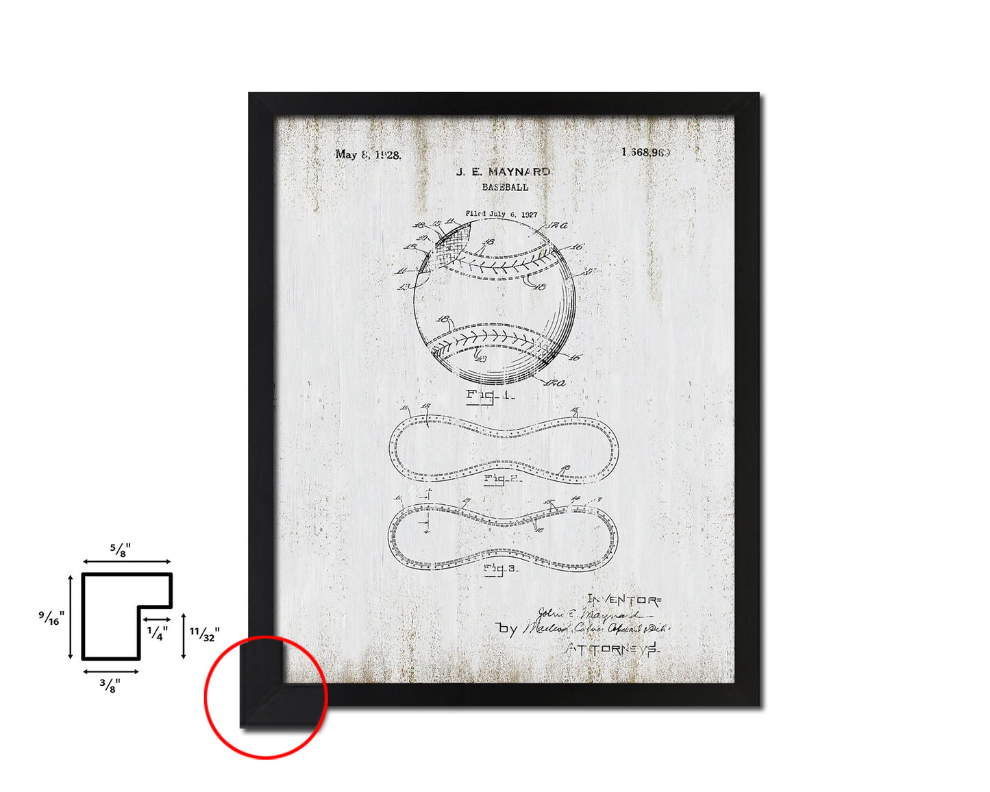 Baseball Sports Vintage Patent Artwork Black Frame Print Wall Art Decor Gifts