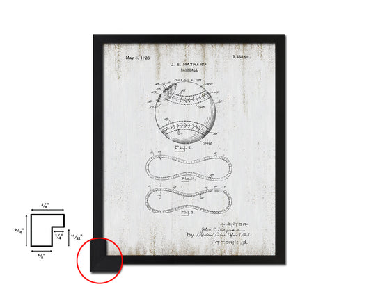 Baseball Sports Vintage Patent Artwork Black Frame Print Wall Art Decor Gifts