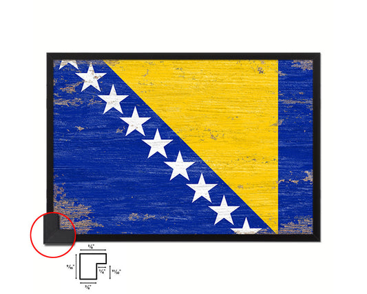 Bosnia Shabby Chic Country Flag Wood Framed Print Wall Art Decor Gifts