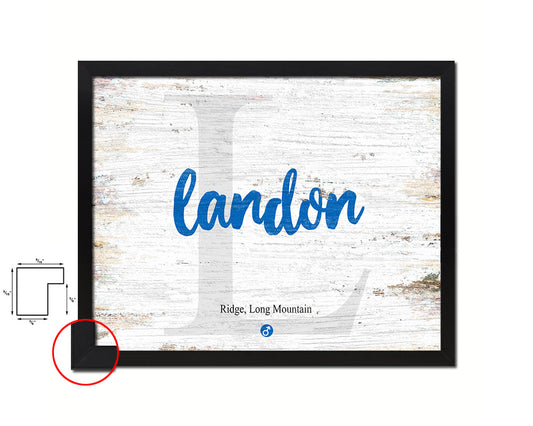 Landon Personalized Biblical Name Plate Art Framed Print Kids Baby Room Wall Decor Gifts