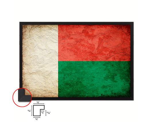 Madagascar Country Vintage Flag Wood Framed Print Wall Art Decor Gifts