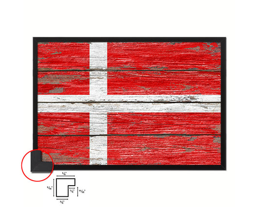 Denmark Country Wood Rustic National Flag Wood Framed Print Wall Art Decor Gifts