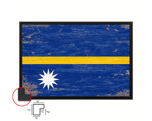 Nauru Shabby Chic Country Flag Wood Framed Print Wall Art Decor Gifts