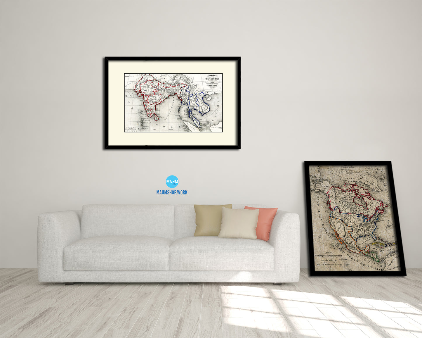 India and Southeast Asia Vietnam Old Map Framed Print Art Wall Decor Gifts