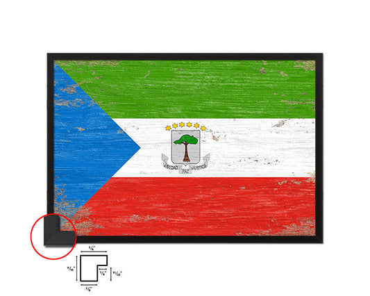 Equatorial Guinea Shabby Chic Country Flag Wood Framed Print Wall Art Decor Gifts