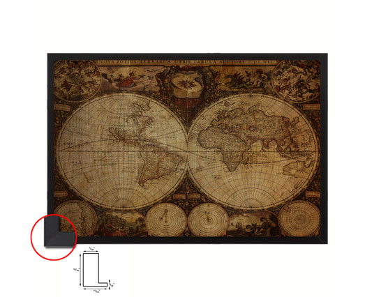 World Vintage Map Framed Print Art Wall Decor Gifts