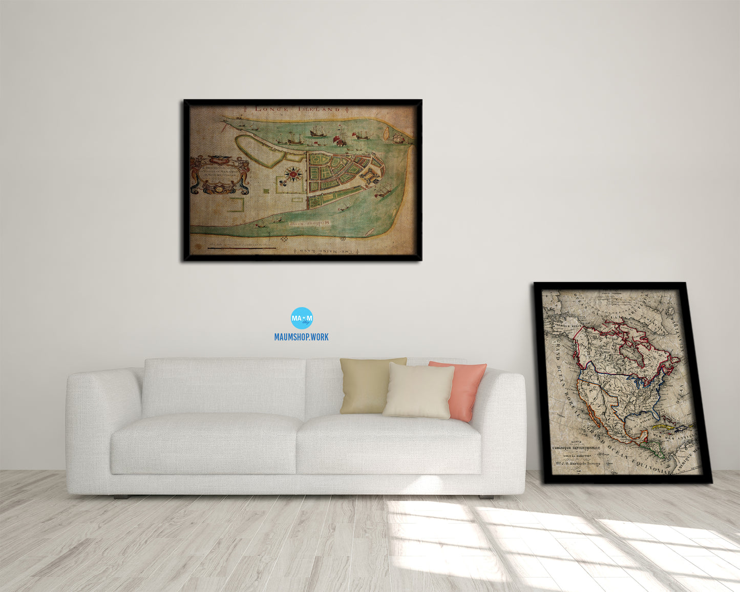 New York Vintage Map Framed Print Art Wall Decor Gifts