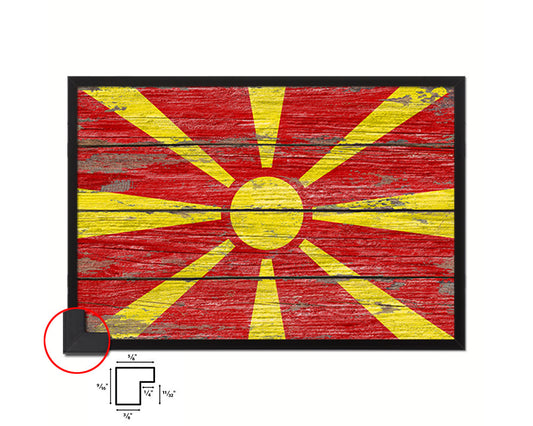 Macedonia Country Wood Rustic National Flag Wood Framed Print Wall Art Decor Gifts