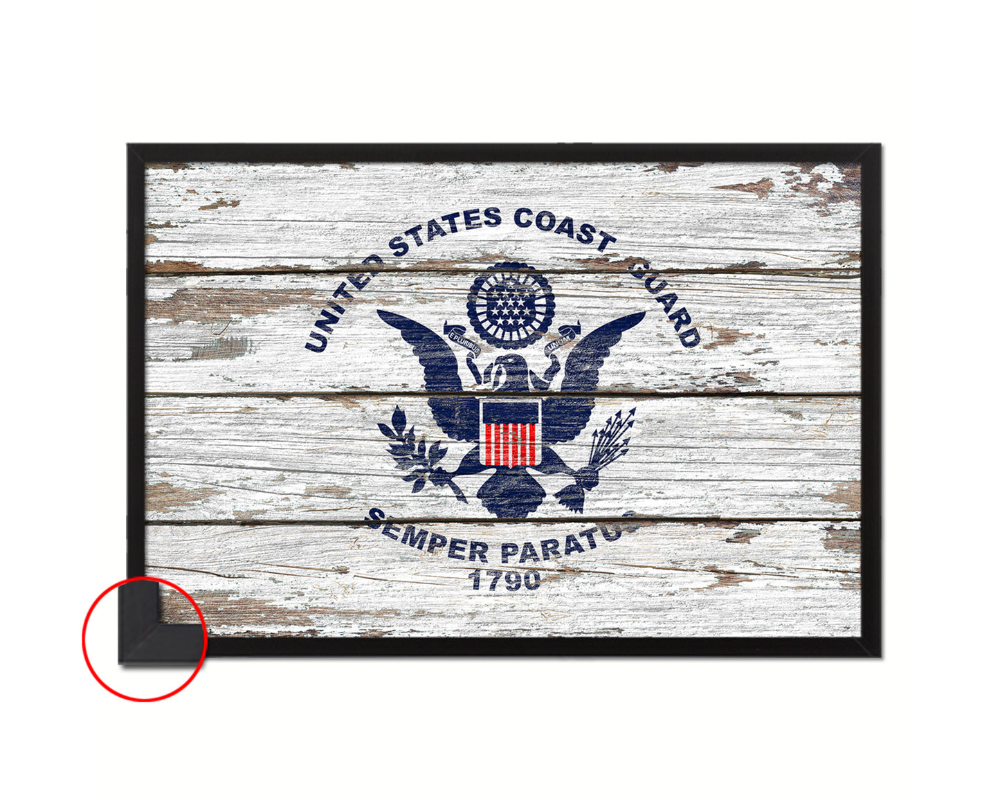 US Coast Guard Wood Rustic Flag Wood Framed Print Wall Art Decor Gifts