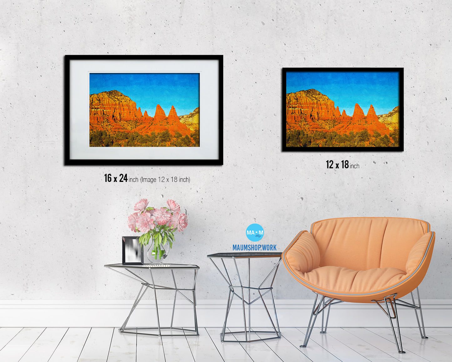 Sedona Arizona Redstone Cliffs Landscape Painting Print Art Frame Home Wall Decor Gifts