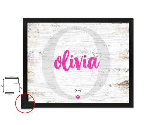 Olivia Personalized Biblical Name Plate Art Framed Print Kids Baby Room Wall Decor Gifts