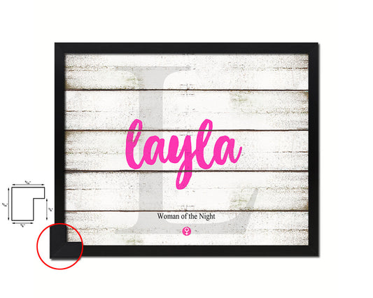 Layla Personalized Biblical Name Plate Art Framed Print Kids Baby Room Wall Decor Gifts