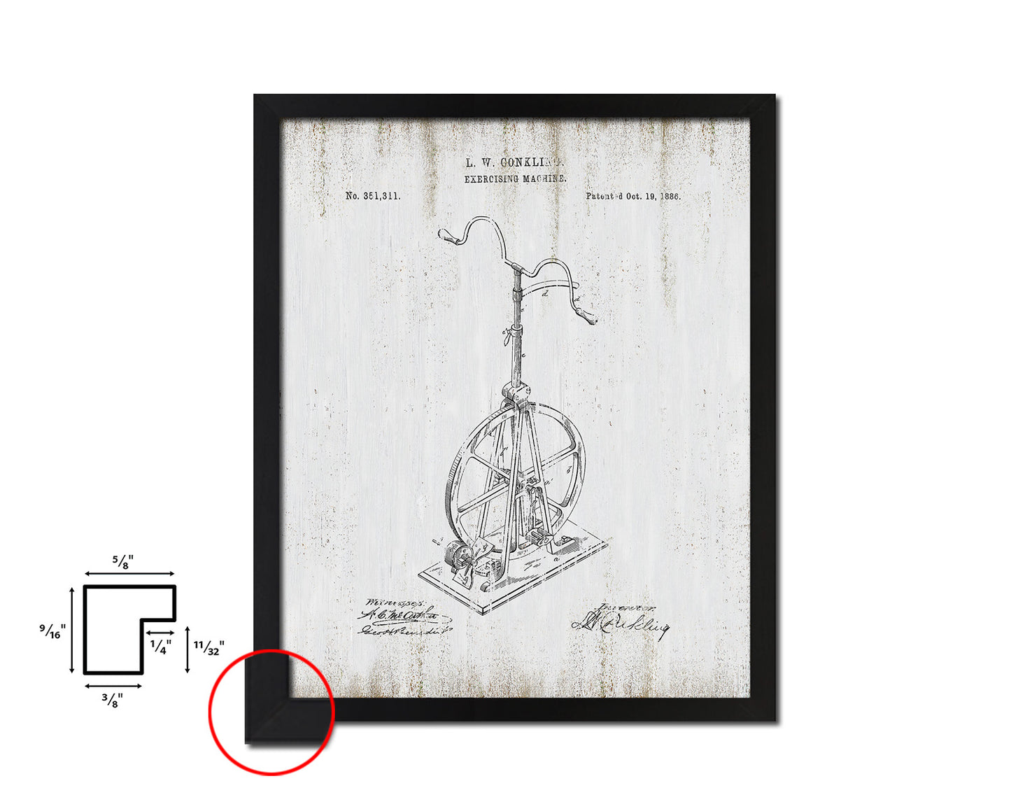 Exercise Machine Sports Vintage Patent Artwork Black Frame Print Gifts