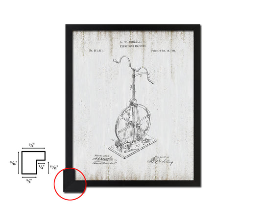 Exercise Machine Sports Vintage Patent Artwork Black Frame Print Gifts