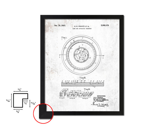 Roulette Table Game Playing Card Vintage Patent Artwork Black Frame Print Gifts