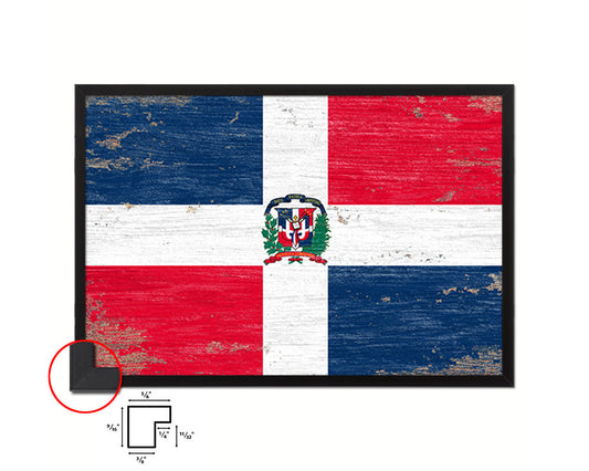 Dominican Republic Shabby Chic Country Flag Wood Framed Print Wall Art Decor Gifts