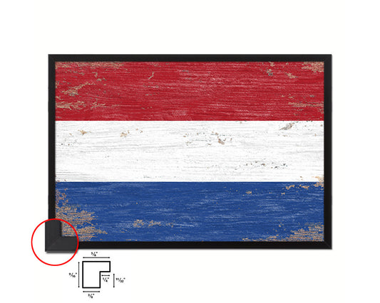 Netherlands Shabby Chic Country Flag Wood Framed Print Wall Art Decor Gifts