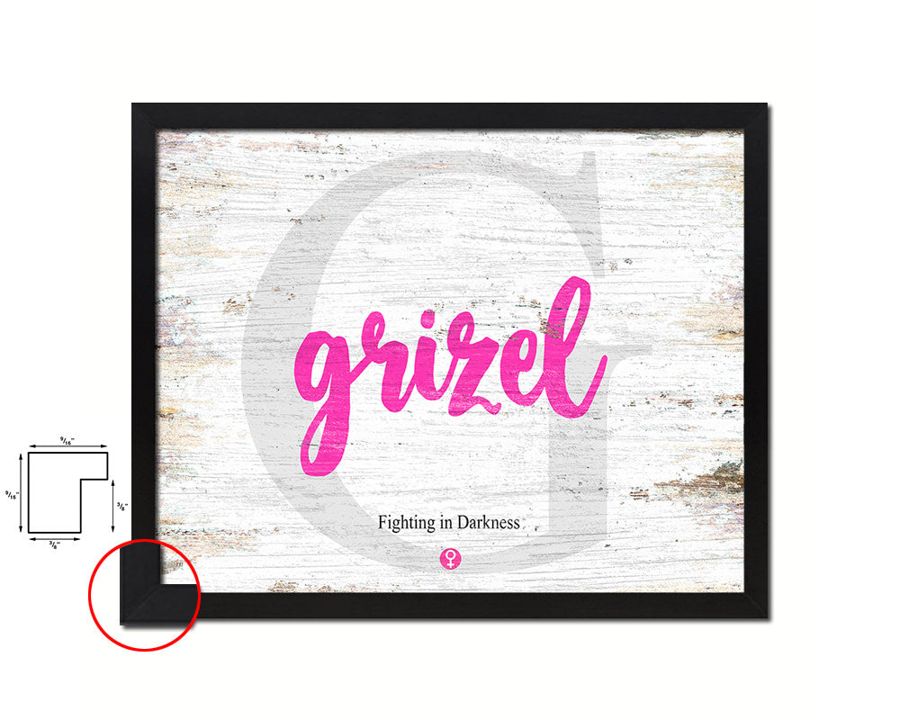 Grizel Personalized Biblical Name Plate Art Framed Print Kids Baby Room Wall Decor Gifts