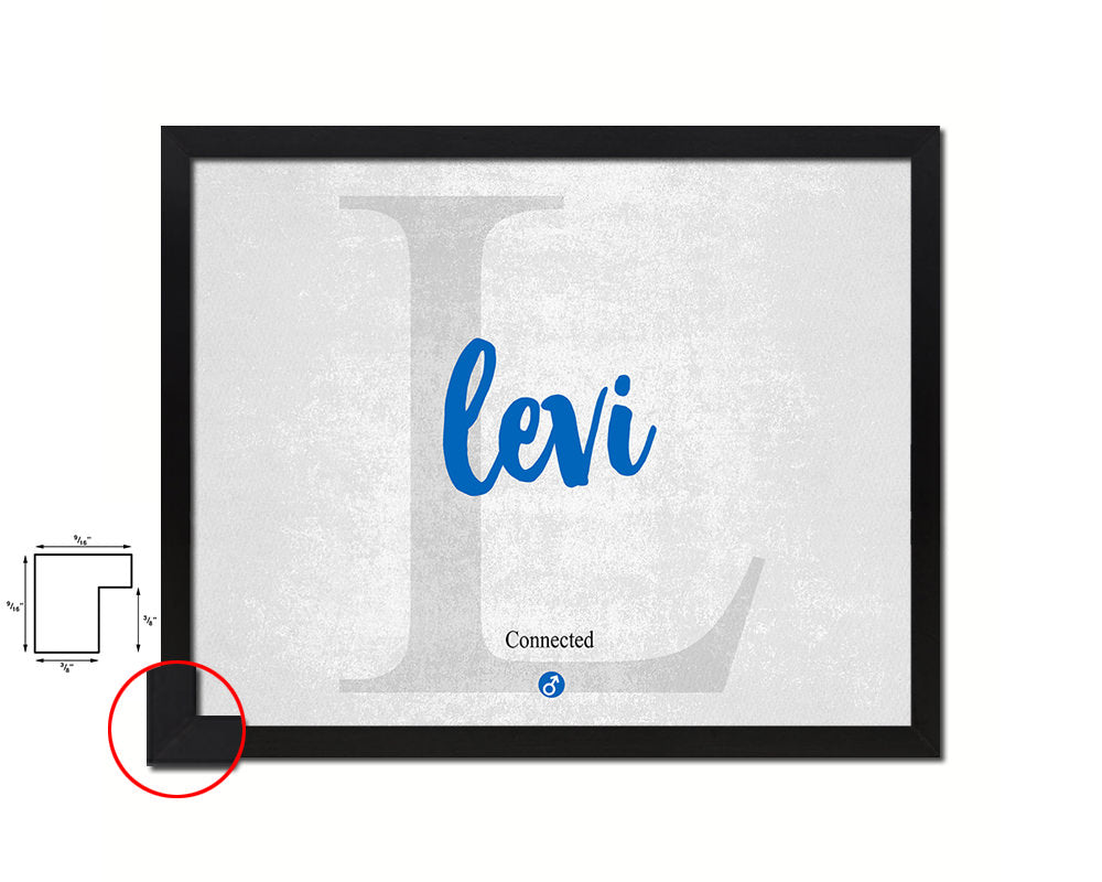 Levi Personalized Biblical Name Plate Art Framed Print Kids Baby Room Wall Decor Gifts