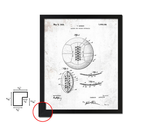 Soccer Ball Sports Vintage Patent Artwork Black Frame Print Gifts