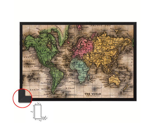 World Mercator Projection Circa 1860 Historical Map Framed Print Art Wall Decor Gifts