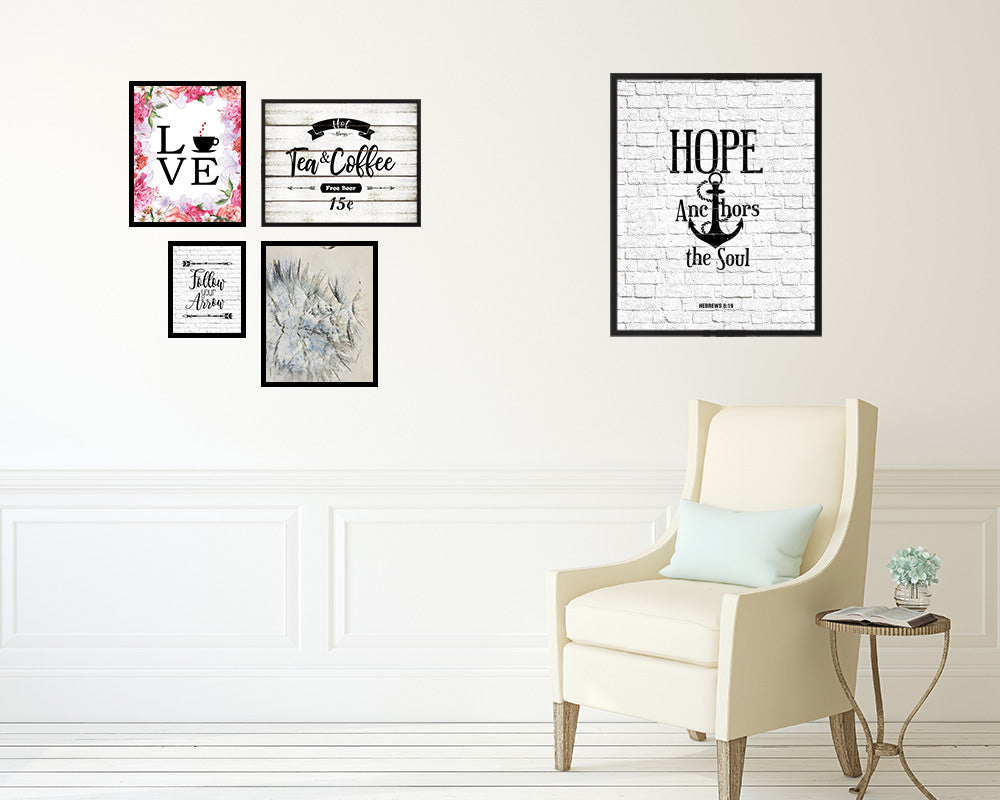 Hope anchors the soul, Hebrews 6:19 Quote Wood Framed Print Home Decor Wall Art Gifts