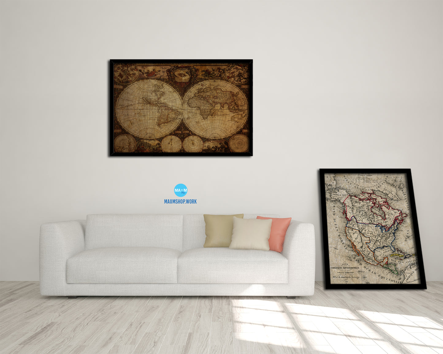 World Vintage Map Framed Print Art Wall Decor Gifts