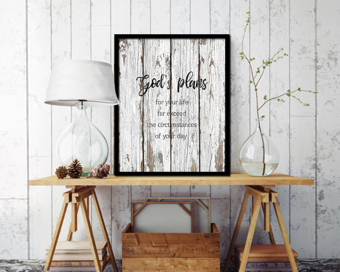 God's plans for your life far exceed the circumstances Quote Wood Framed Print Home Decor Wall Art Gifts